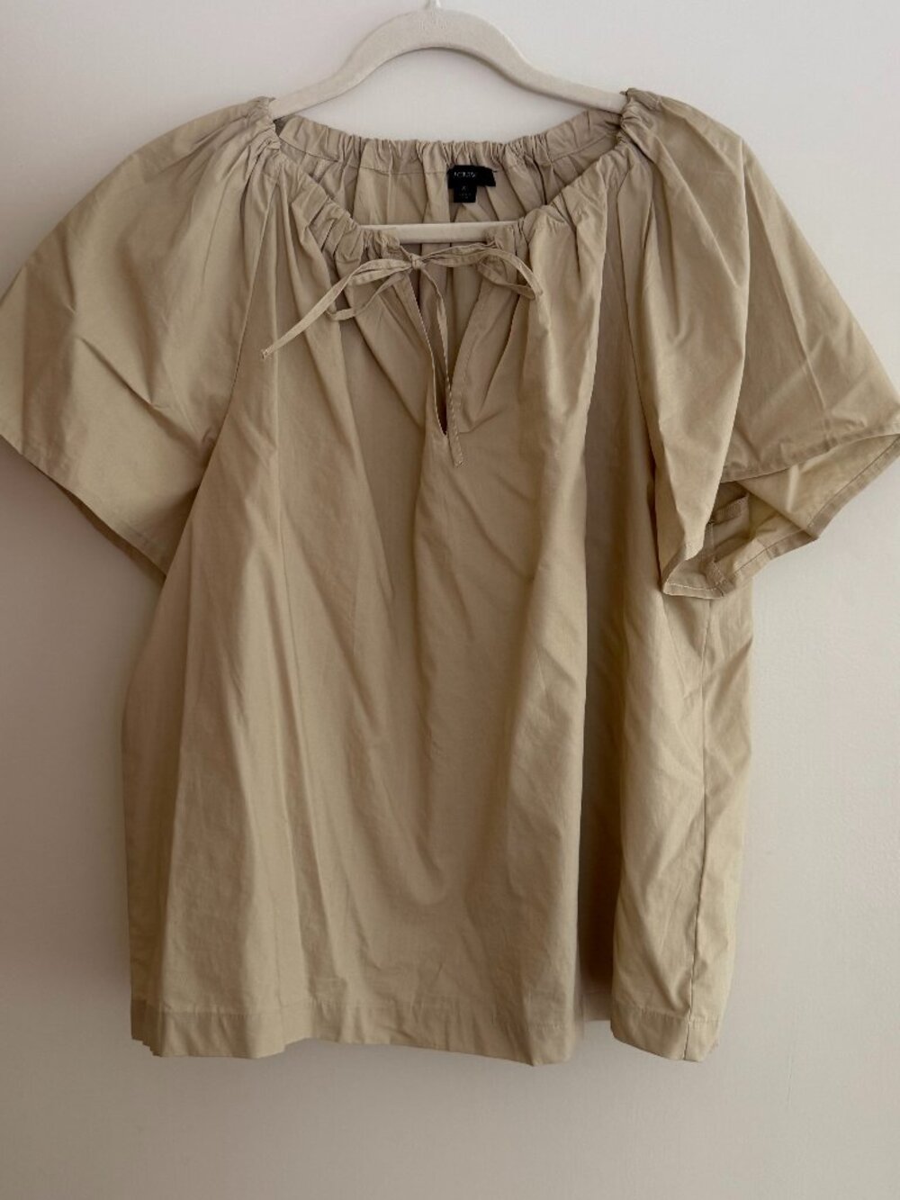 J.Crew Beige Flutter Sleeve Tie-Neck Top – Size XL